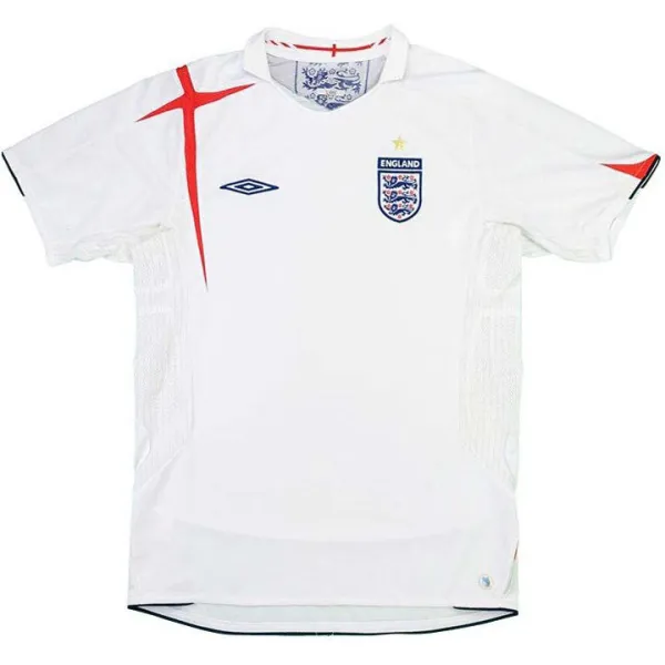 2006 England Home White Retro Soccer Jersey