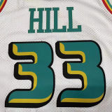 1998/99 Pistons HILL #33 White Mitchell Ness Retro Jerseys 刺绣