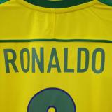 1998 Brazil Home Yellow Retro Long Sleeve Jersey (No small fonts on the chest)
