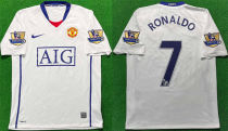 RONALDO #7 M Utd White Retro Jersey 2008/09 (Have Patch 带 07/08 CHAMPIONS 金 英超双臂章 FA Premier League Font 英超字体 ) ★★