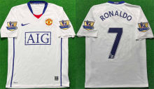 RONALDO #7 M Utd White Retro Jersey 2008/09 (Have Patch 带 07/08 CHAMPIONS 金 英超双臂章 FA Premier League Font 英超字体 ) ★★