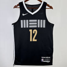 2023/24 Grizzlies Morant #12 Black City Edition NBA Jerseys Hot Pressed