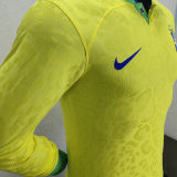 2022/23 Brazil Home Yellow Player Version Long Sleeve Jersey 长袖