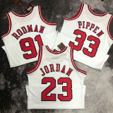1997/98 Bulls JORDAN #23 White Retro NBA Jerseys 热压