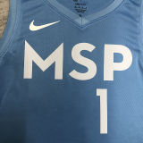 Timberwolves EDWAROS #1 Blue NBA Jerseys