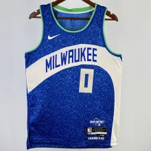 2023/24 Bucks LILLARD #0 Blue City Edition NBA Jerseys