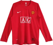 2007-08 M Utd Home Red Long Sleeve Retro Jersey League Version联赛版