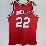 1983/84 Trail Blazers DREXLER #22 Red Retro NBA Jerseys 热压