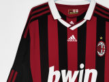 2009/10 AC Milan Home Long Sleeve Retro Soccer Jersey