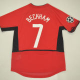 2002/04 M Utd Home Long Sleeve Retro Soccer Jersey