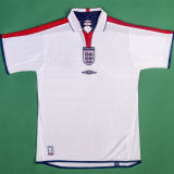 2004 England Home White Retro Soccer Jersey