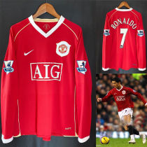 RONALDO #7 M Utd Home Long Sleeve Retro Jersey 2006/07 (Have Patch 带双臂章 FA Premier League Font 英超字体 ) ★★