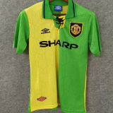 1992-1994 M Utd Yellow And Green Retro Soccer Jersey