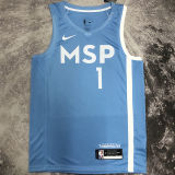 Timberwolves EDWAROS #1 Blue NBA Jerseys