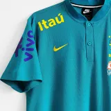 2021/22 Brazil Light Blue POLO Soccer Jersey有钮