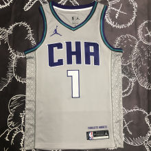 Hornets BALL #1 Grey NBA Jerseys