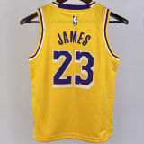Lakers JAMES #23 Yellow Kids NBA Jersey 热压