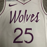 Timberwolves ROSE #25 White Pink NBA Jerseys