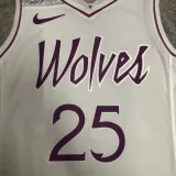Timberwolves ROSE #25 White Pink NBA Jerseys