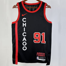 2023/24 Bulls RODMAN #91 Black City Edition NBA Jerseys 热压