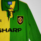 1992/94 M Utd Yellow And Green Long Sleeve Retro Soccer Jersey