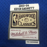 2003/04 Timberwolves GARNETT #21 Retro Blue NBA Jerseys热压