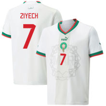 ZIYECH #7 Morocco Away White Fans Jersey 2022/23 ★★