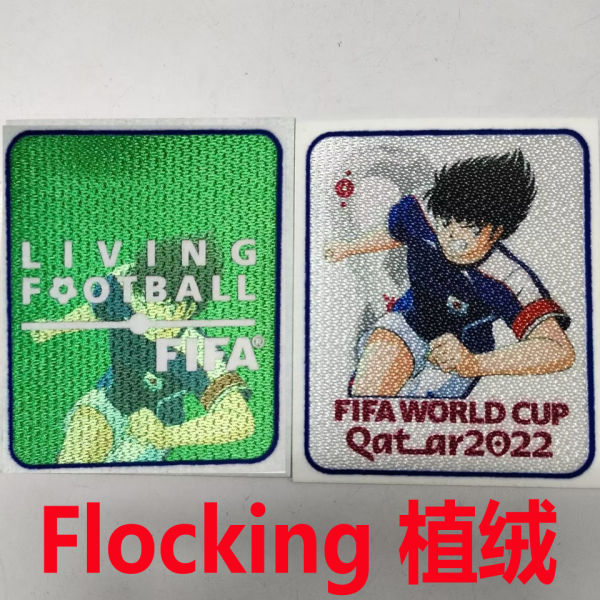 植绒 FIFA WORLD CUP QATAR 2022 Cartoon Flocking Patch (You can buy it alone OR tell us which jersey to print it on. ) 世界杯 足球小将 植绒