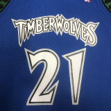2003/04 Timberwolves GARNETT #21 Retro Blue NBA Jerseys热压
