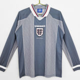 1996 England Away Grey Retro Long Sleeve Jersey