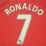 RONALDO #7 2007-08 M Utd Home Red Long Sleeve Retro Jersey League Version 联赛版带06/07英超双金章 ★★