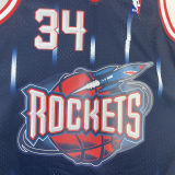 1996/97 Rockets OLAJUWON #34 Blue Retro NBA Jerseys 热压