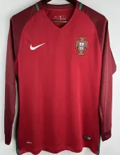 2016 Portugal Home Retro Long Sleeve Soccer Jersey