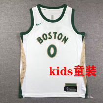 2023/24 Celtics TATUM #0 White Kids City Edition NBA Jerseys 刺绣