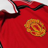 1998/99 M Utd Home Red Long Sleeve Retro Soccer Jersey