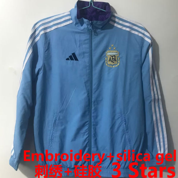 2023 Argentina Reversible Embroidery+Silica gel Windbreaker (3 Stars 3星 刺绣+硅胶 双面)