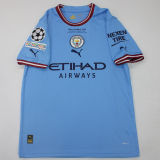 HAALAND #9 2022/23 Man City UCL Final 1:1 Quality Home Fans Jersey （Have All Patch 全臂章有胸前字有号下广告)
