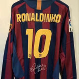2005/06 RONALDINHO #10 BA Home Long Sleeve Retro Jersey(Have Pacth League Edition Signed联赛版有签名有章）★★