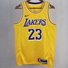 2023/24 Lakers JAMES #23 Yellow NBA Jerseys 热压