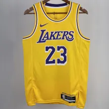 2023/24 Lakers JAMES #23 Yellow NBA Jerseys 热压