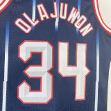 1996/97 Rockets OLAJUWON #34 Blue Retro NBA Jerseys 热压