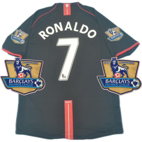 RONALDO #7 2007-08 M Utd Away Black Retro Jersey 英超字体带06/07英超双金章 ★★