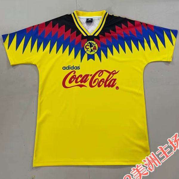 1995 Club America Home Yellow Retro Soccer Jersey