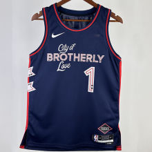 2023/24 76ers HARDEN #1 Sapphire Blue City Edition NBA Jerseys 热压