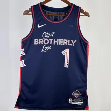 2023/24 76ers HARDEN #1 Sapphire Blue City Edition NBA Jerseys 热压