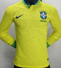 2022/23 Brazil Home Yellow Player Version Long Sleeve Jersey 长袖