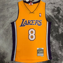 1999/00 Lakers BRYANT #8 Yellow Retro NBA Jerseys 热压