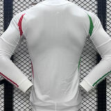 2024 Italy Away Whte Player Version Long Sleeve Jersey