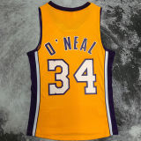 1999/00 Lakers ONEAL #34 Yellow Retro NBA Jerseys 热压