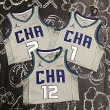 Hornets OUBREJR. #12 Grey NBA Jerseys